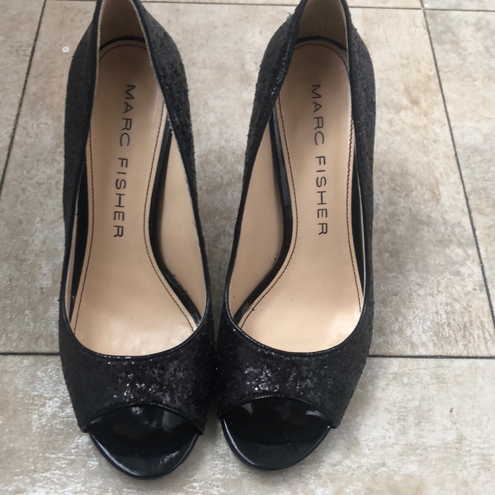 Marc Fisher Glitter Open Toe Heel